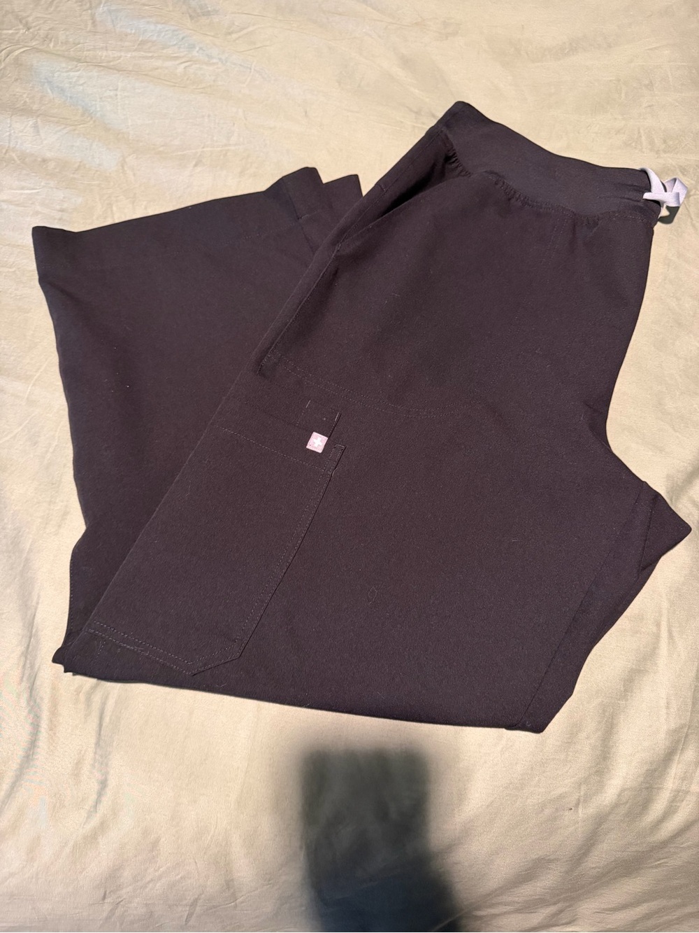 Figs High Waisted Isabel Wide Leg Scrub Pants-Black, petite